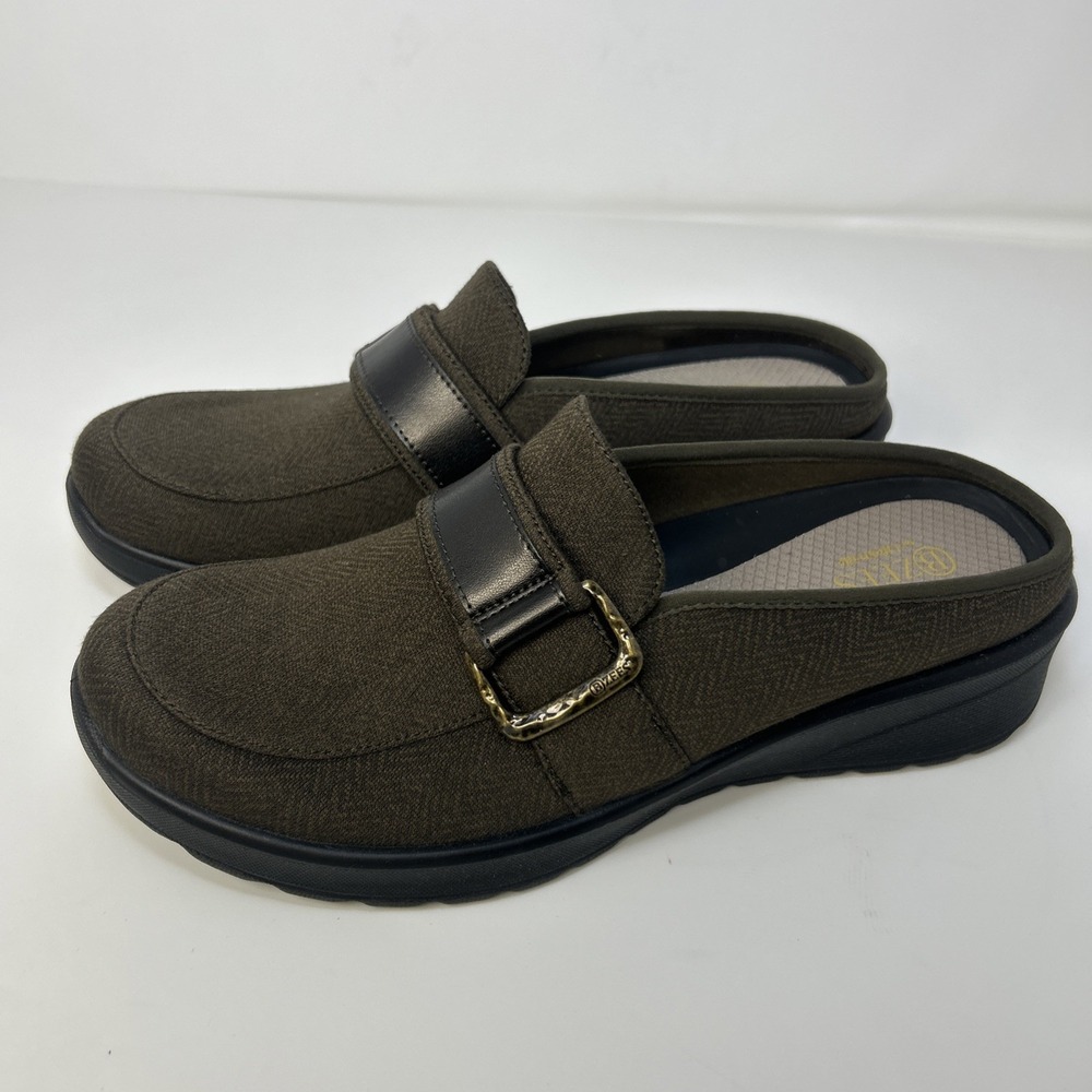 BZees for LifeStride Galleria Buckle Mule Shoes Brown Women's Size 8M Comfort